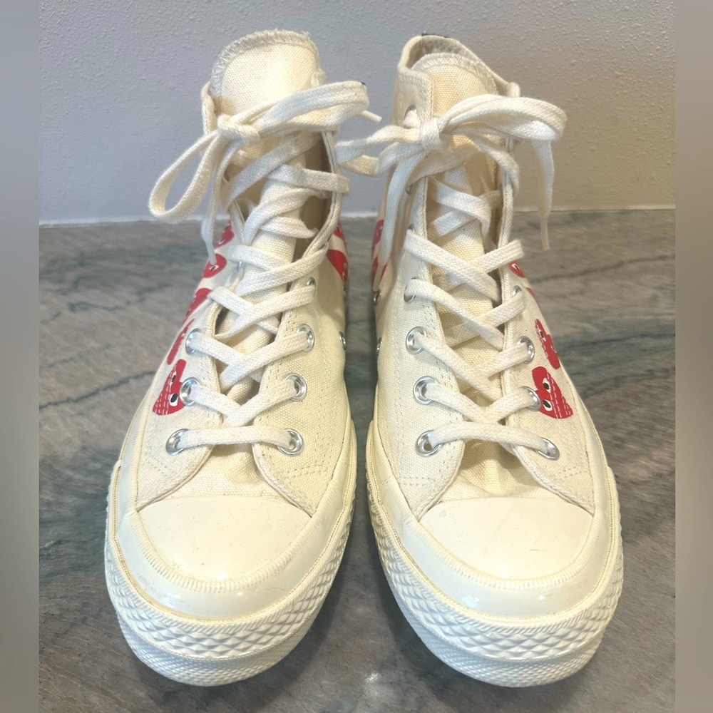 Comme des Garcons Cream and Red Sneakers